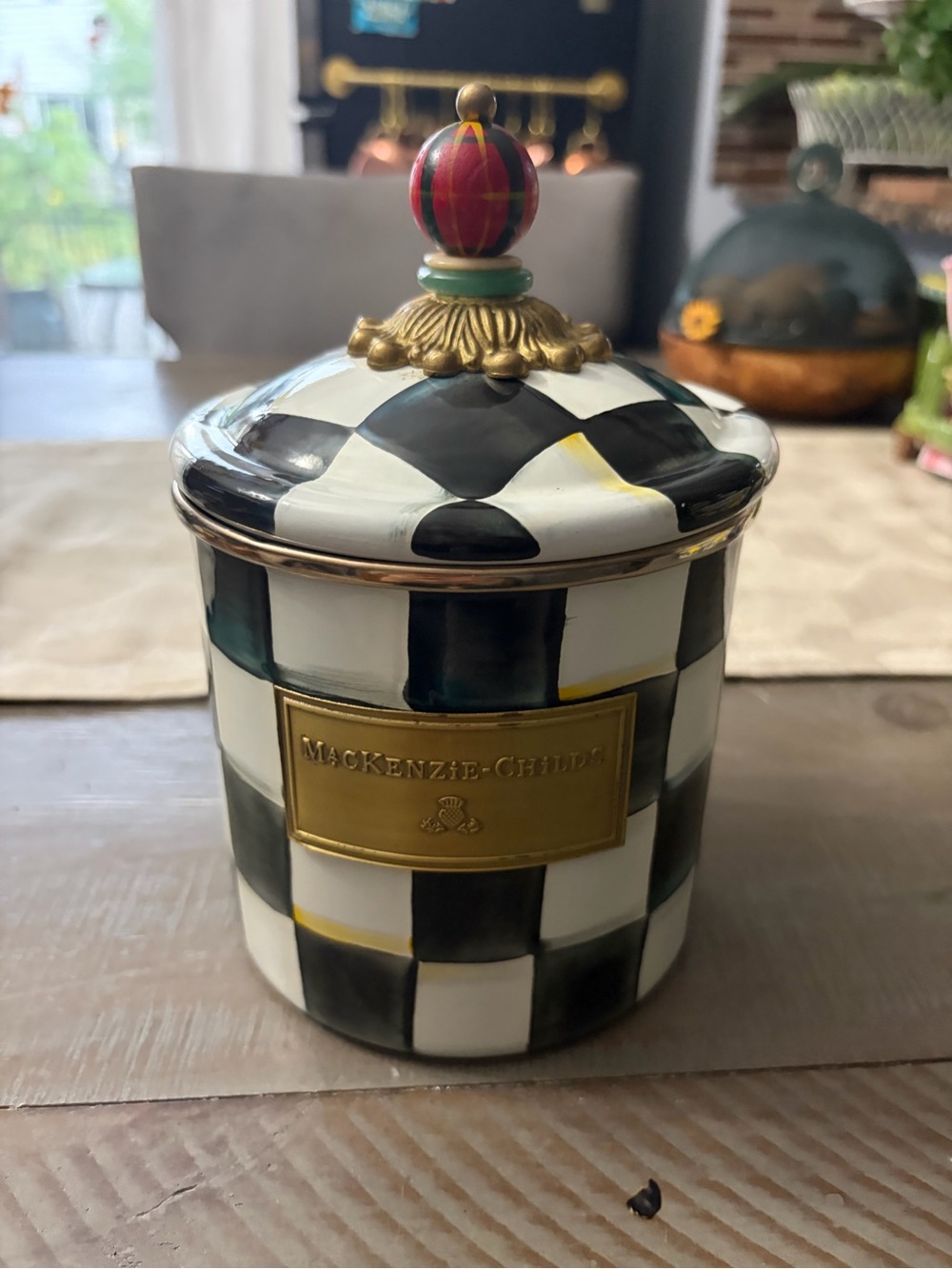 Mackenzie-Childs Courtly Check Enamel Canister